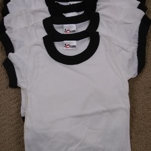 Lot of 6 - 12mo Black Trim Ringer Onsies